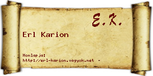 Erl Karion névjegykártya